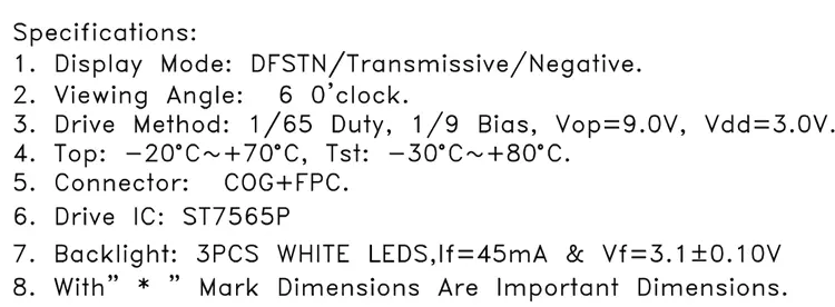 DFSTN lcd display 128X64 resolution instrument lcd module with ST7565P Drive IC